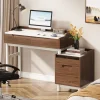 Cheap Tribesigns Reversible Computer Desk, Home Office Desk With File Drawer Cabinet