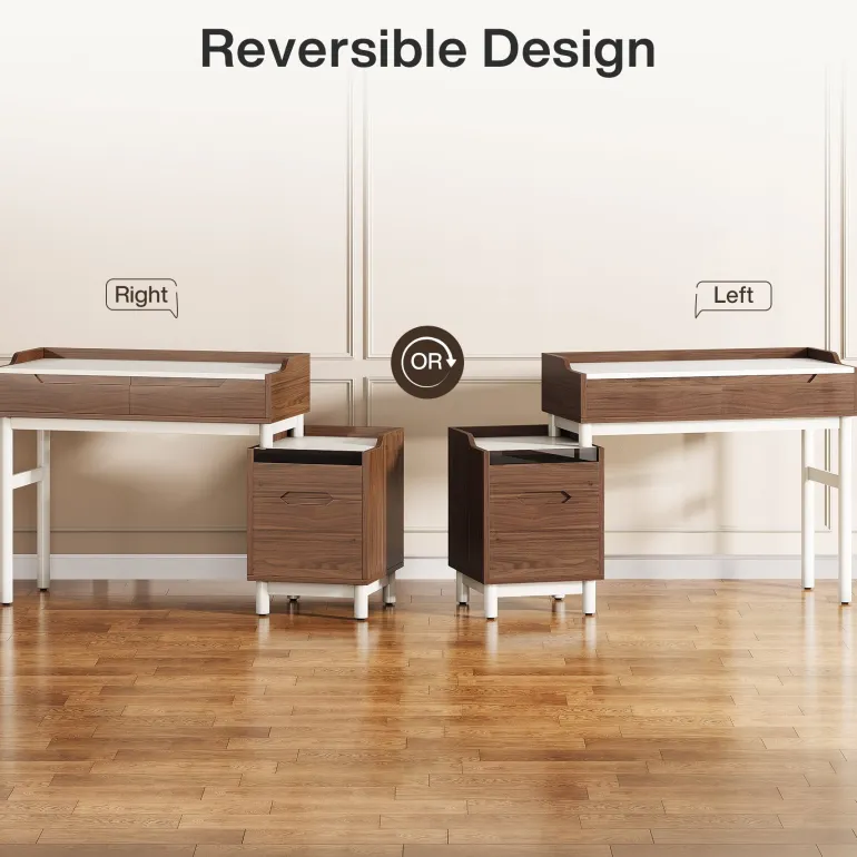 Cheap Tribesigns Reversible Computer Desk, Home Office Desk With File Drawer Cabinet