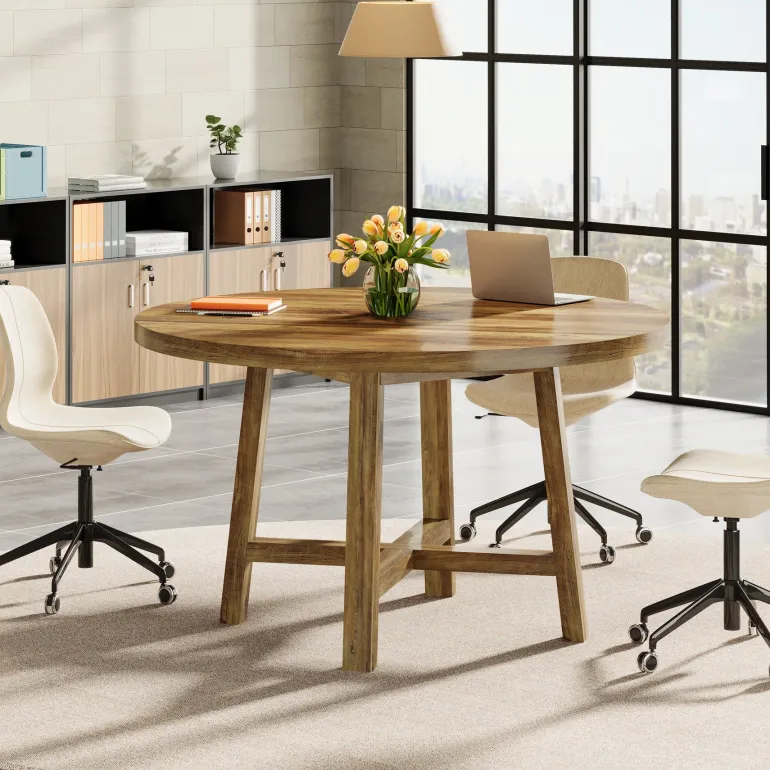 Online Tribesigns Round Conference Table, 47" Meeting Table Business Seminar Table for 4 - 6