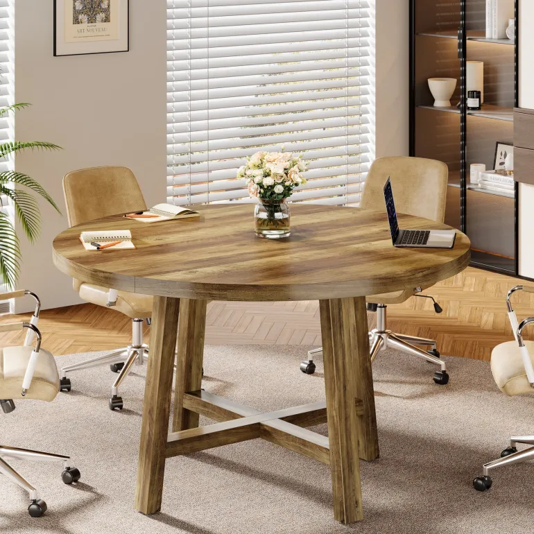 Online Tribesigns Round Conference Table, 47" Meeting Table Business Seminar Table for 4 - 6