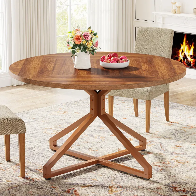 Clearance Tribesigns Round Dining Table, 47" Circle Kitchen Table for 4-6 People