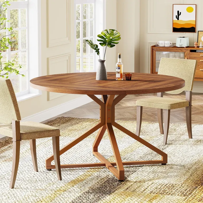 Clearance Tribesigns Round Dining Table, 47" Circle Kitchen Table for 4-6 People