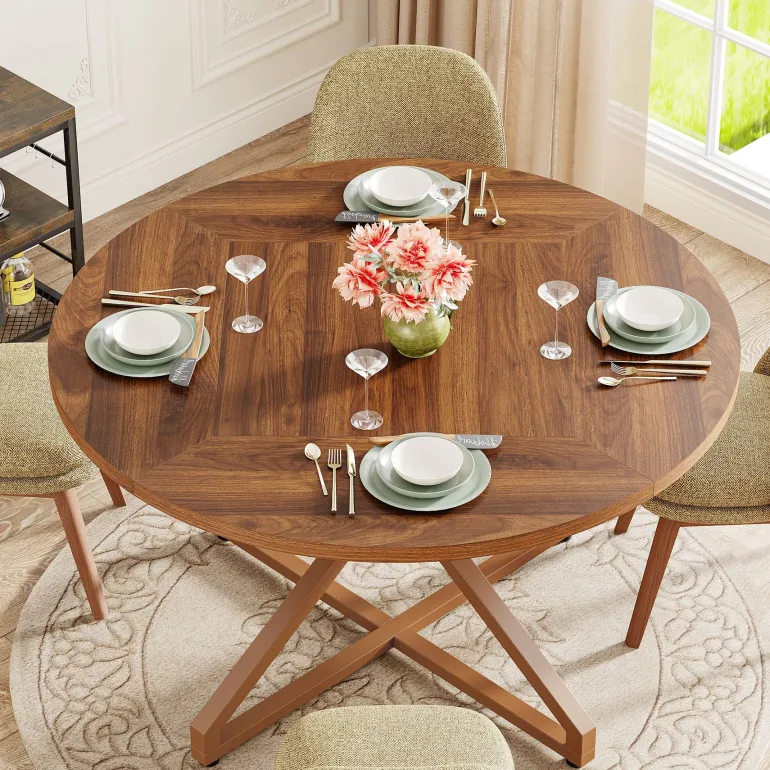 Clearance Tribesigns Round Dining Table, 47" Circle Kitchen Table for 4-6 People