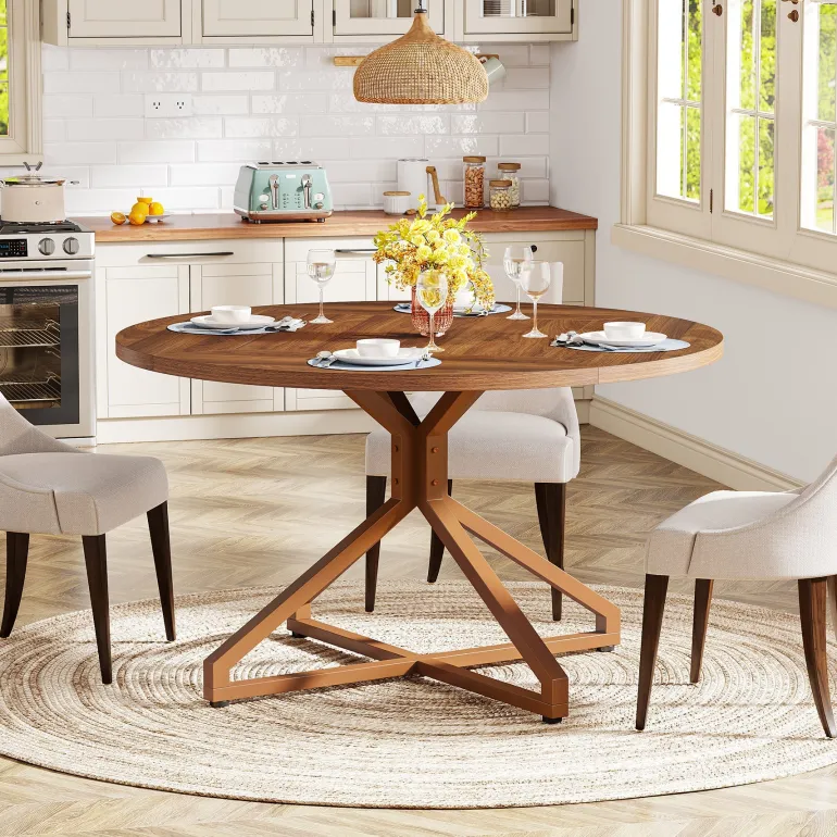 Clearance Tribesigns Round Dining Table, 47" Circle Kitchen Table for 4-6 People