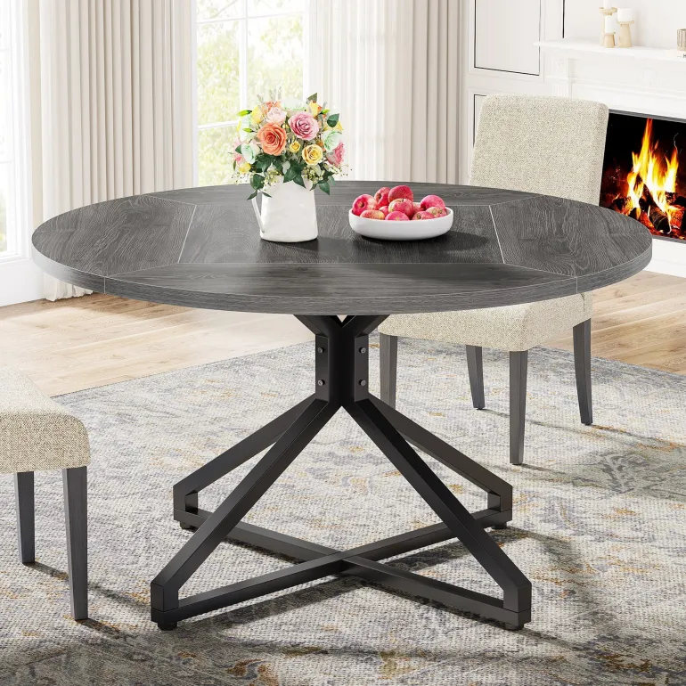 Clearance Tribesigns Round Dining Table, 47" Circle Kitchen Table for 4-6 People