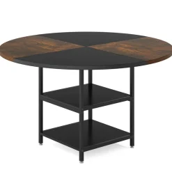 Best Tribesigns Round Dining Table, 47" Kitchen Dinner Table with Storage Shelf