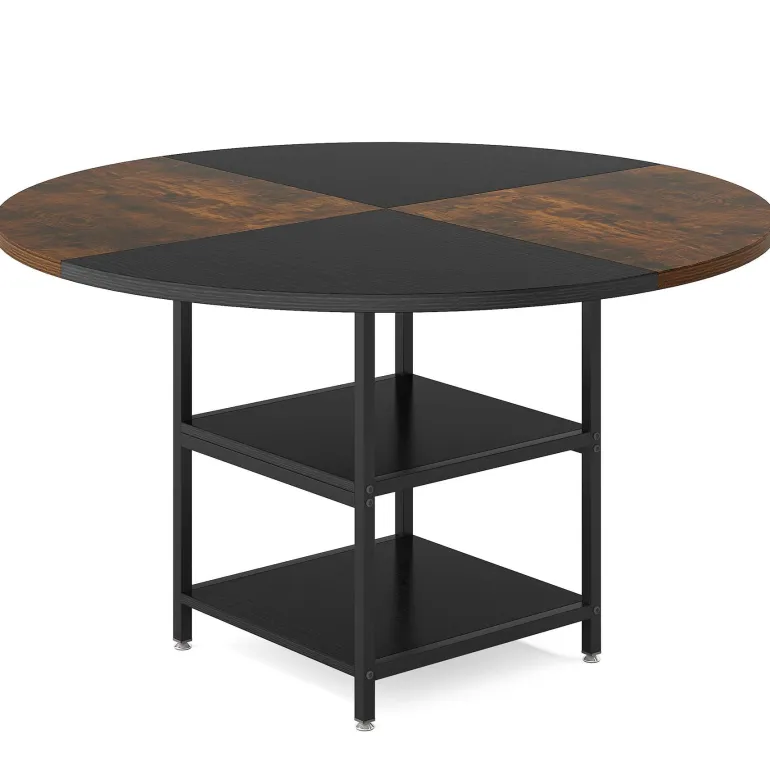 Best Tribesigns Round Dining Table, 47" Kitchen Dinner Table with Storage Shelf