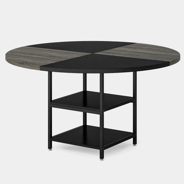 Best Tribesigns Round Dining Table, 47" Kitchen Dinner Table with Storage Shelf