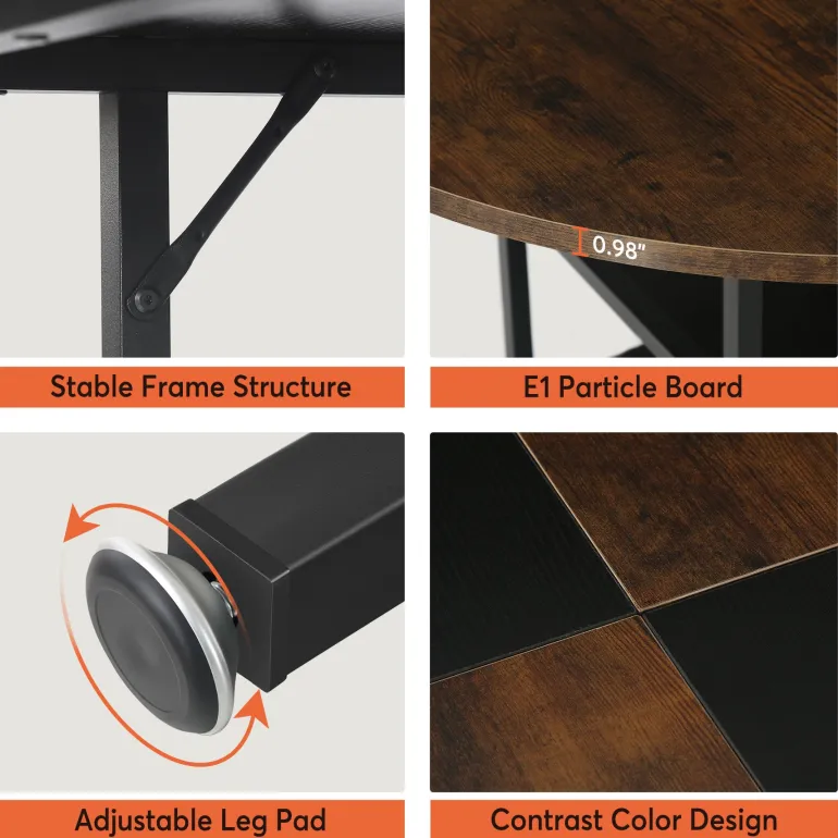 Best Tribesigns Round Dining Table, 47" Kitchen Dinner Table with Storage Shelf