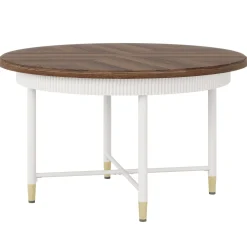 Hot Tribesigns Round Dining Table, 47" Kitchen Table with Solid Metal Frame for 4 - 6 Person