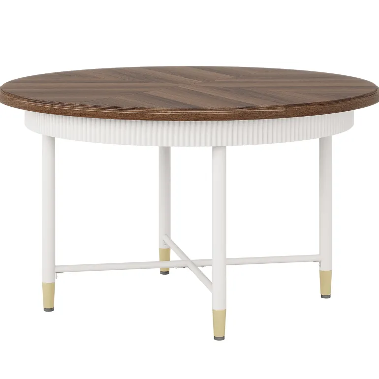Hot Tribesigns Round Dining Table, 47" Kitchen Table with Solid Metal Frame for 4 - 6 Person
