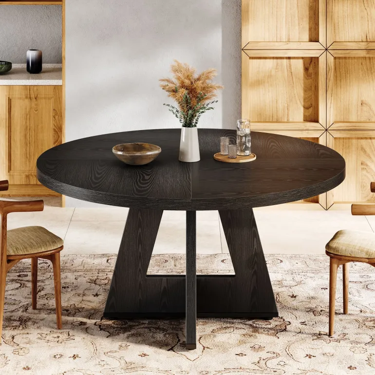 Outlet Tribesigns Round Dining Table for 4, 47" Wood Kitchen Table Farmhouse Dinner Table