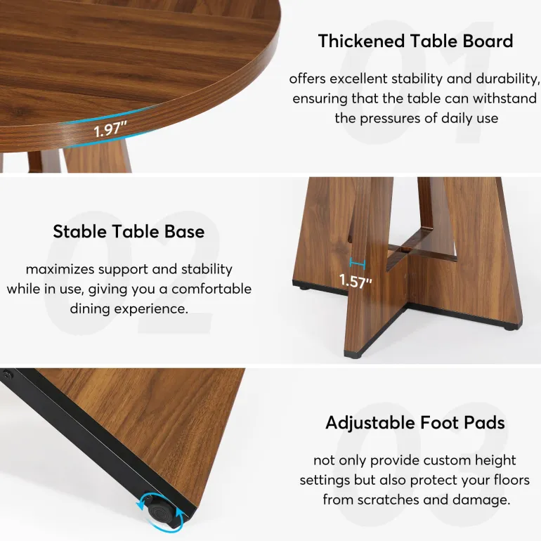 Outlet Tribesigns Round Dining Table for 4, 47" Wood Kitchen Table Farmhouse Dinner Table