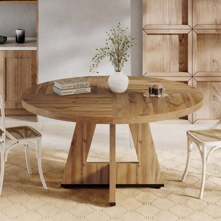 Outlet Tribesigns Round Dining Table for 4, 47" Wood Kitchen Table Farmhouse Dinner Table