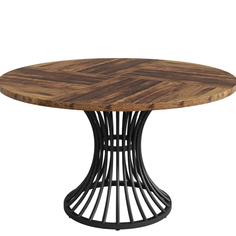 Cheap Tribesigns Round Dining Table for 4-6, 47" Farmhouse Circle Kitchen Table