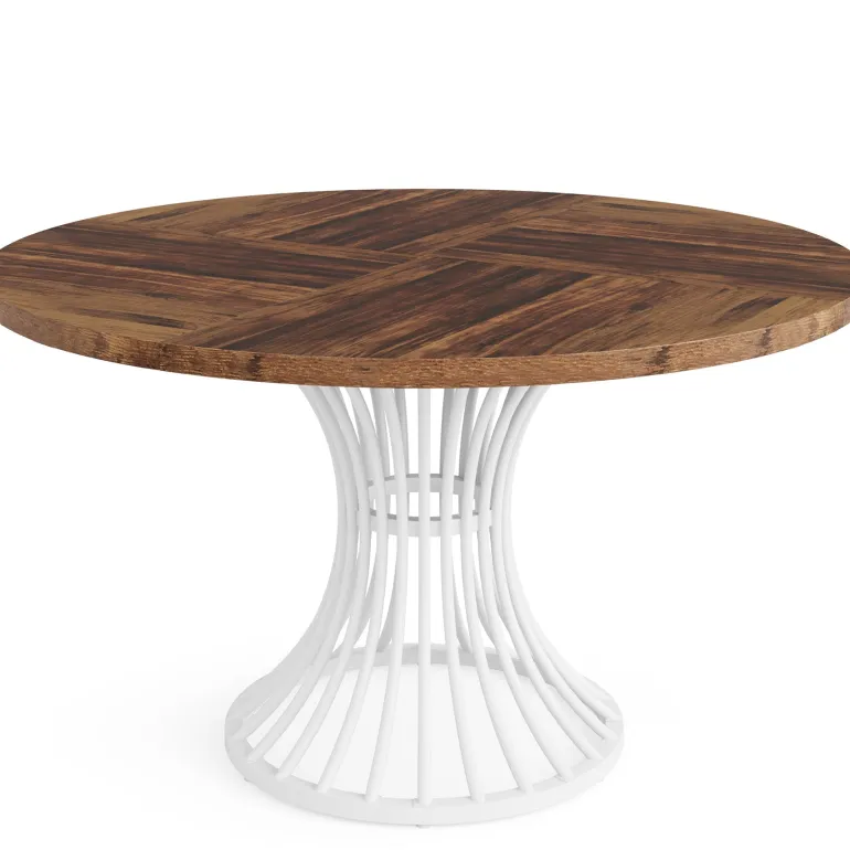Cheap Tribesigns Round Dining Table for 4-6, 47" Farmhouse Circle Kitchen Table