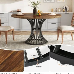Cheap Tribesigns Round Dining Table for 4-6, 47