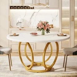 Best Sale Tribesigns Round Dining Table for 4, Modern 47