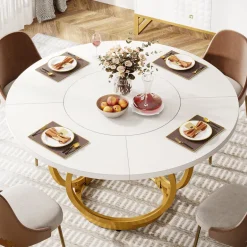 Best Sale Tribesigns Round Dining Table for 4, Modern 47