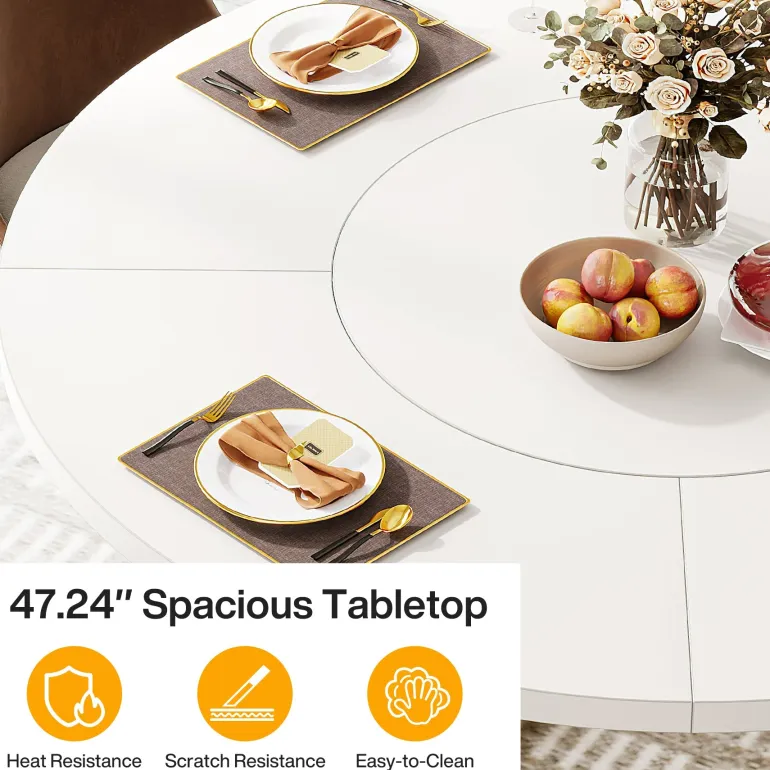Best Sale Tribesigns Round Dining Table for 4, Modern 47" Kitchen Table with Metal Base
