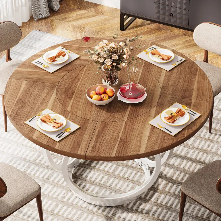Best Sale Tribesigns Round Dining Table for 4, Modern 47" Kitchen Table with Metal Base