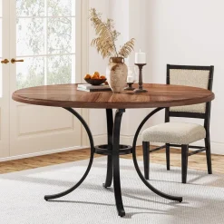 New Tribesigns Round Dining Table for 4-6 People, 47" Modern Kitchen Table