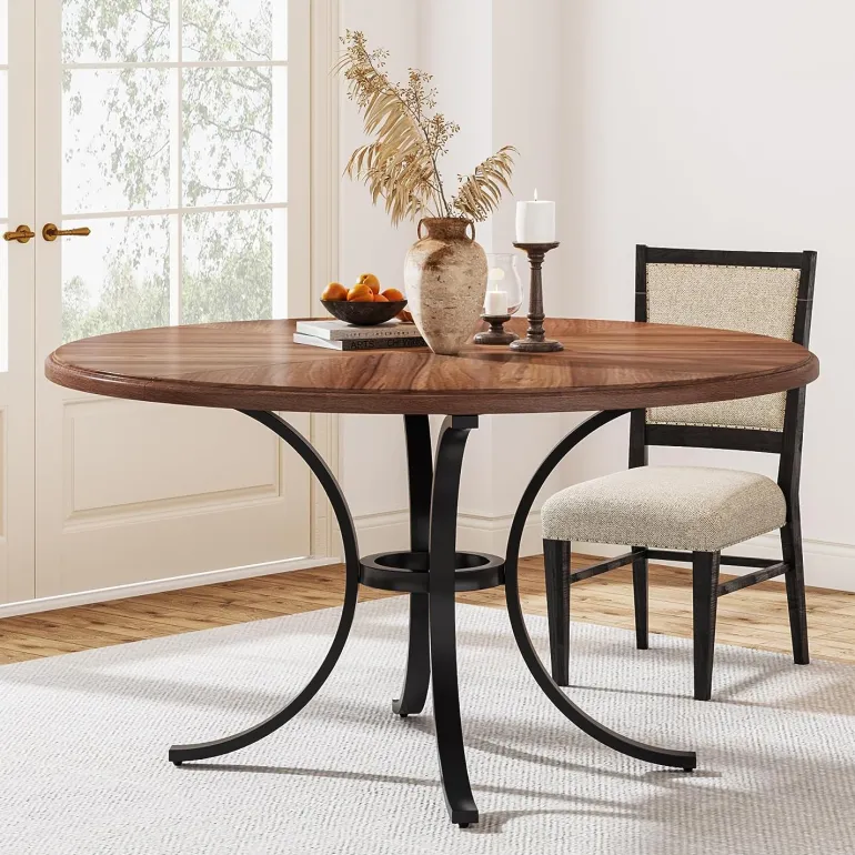 New Tribesigns Round Dining Table for 4-6 People, 47" Modern Kitchen Table