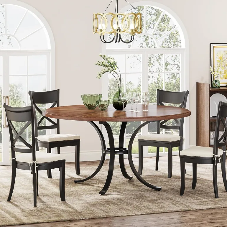 New Tribesigns Round Dining Table for 4-6 People, 47" Modern Kitchen Table