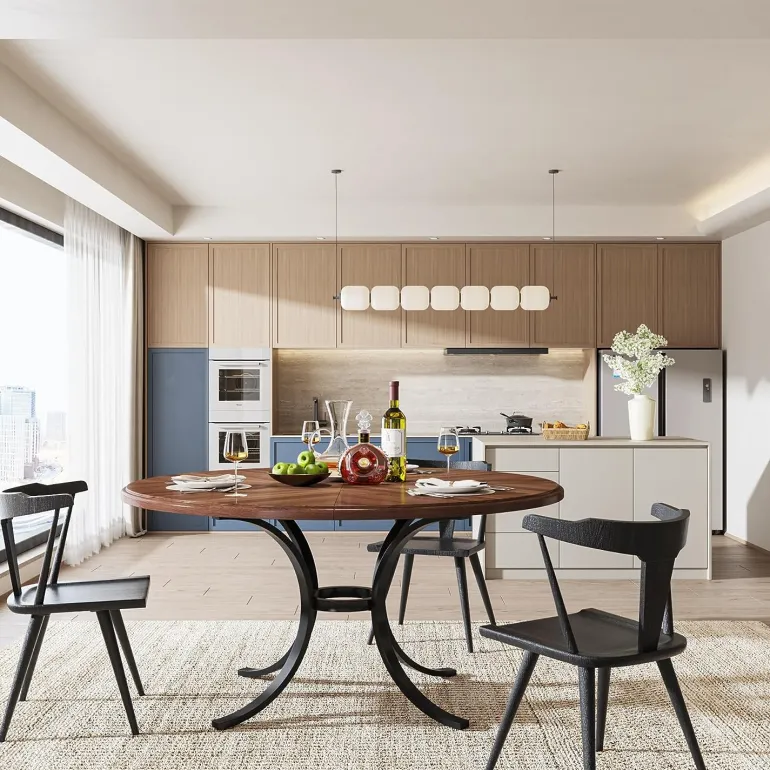 New Tribesigns Round Dining Table for 4-6 People, 47" Modern Kitchen Table