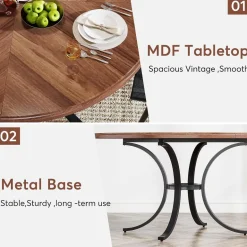 New Tribesigns Round Dining Table for 4-6 People, 47
