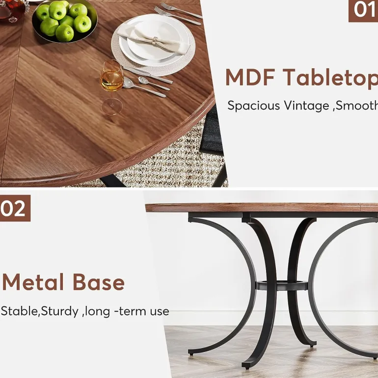 New Tribesigns Round Dining Table for 4-6 People, 47" Modern Kitchen Table