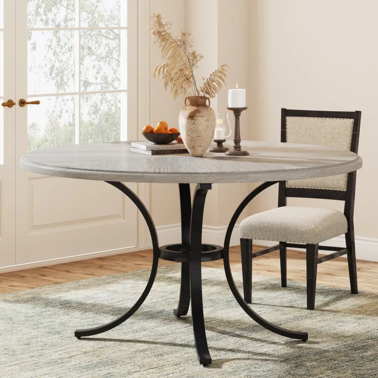 New Tribesigns Round Dining Table for 4-6 People, 47" Modern Kitchen Table