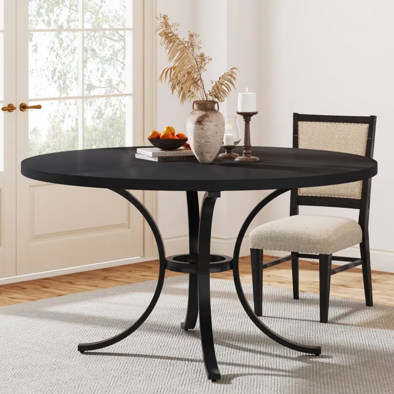 New Tribesigns Round Dining Table for 4-6 People, 47" Modern Kitchen Table