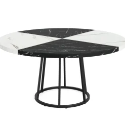 Sale Tribesigns Round Dining Table for 4 People, 47" Kitchen Table with Circle Metal Base