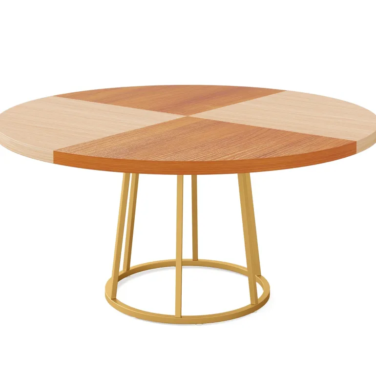 Sale Tribesigns Round Dining Table for 4 People, 47" Kitchen Table with Circle Metal Base