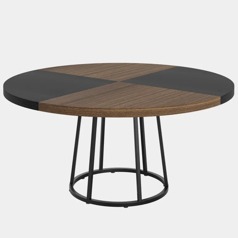 Sale Tribesigns Round Dining Table for 4 People, 47" Kitchen Table with Circle Metal Base