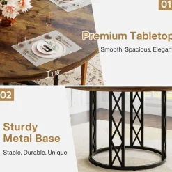 Shop Tribesigns Round Dining Table for 4 People, 47