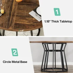 Sale Tribesigns Round Dining Table for 4 People, 47.2