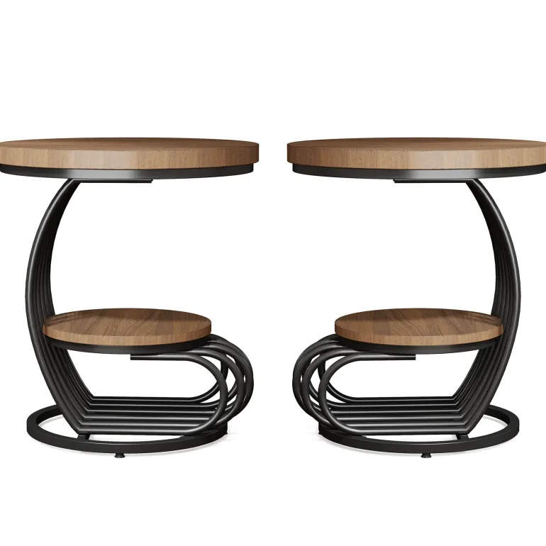 Fashion Tribesigns Round End Table, 2 Tiers Faux Marble Side Table with Storage Shelf