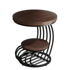 Fashion Tribesigns Round End Table, 2 Tiers Faux Marble Side Table with Storage Shelf