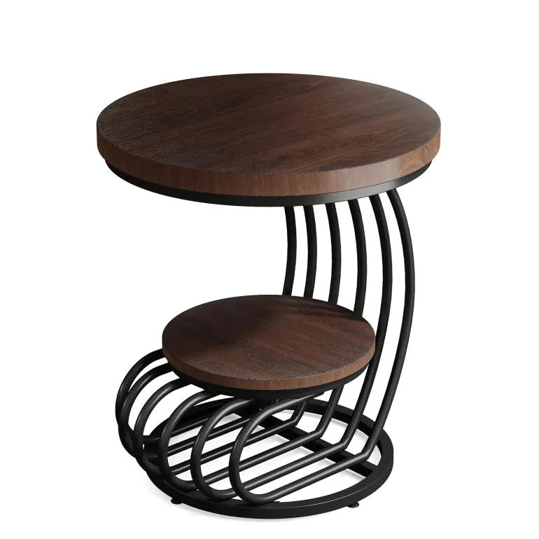 Fashion Tribesigns Round End Table, 2 Tiers Faux Marble Side Table with Storage Shelf