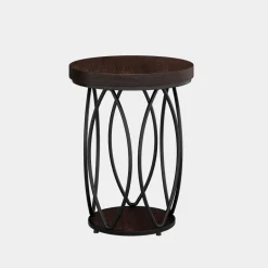 Sale Tribesigns Round End Table, Industrial Accent Side Table with Storage Shelf