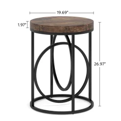 Hot Tribesigns Round End Table, Modern Sofa Side Table with Faux Marble Top