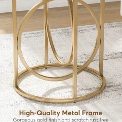 Hot Tribesigns Round End Table, Modern Sofa Side Table with Faux Marble Top
