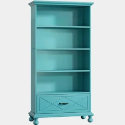 Clearance Tribesigns 6-Shelf Bookcase with Drawer, 71" Bookshelf with Solid Wood Legs