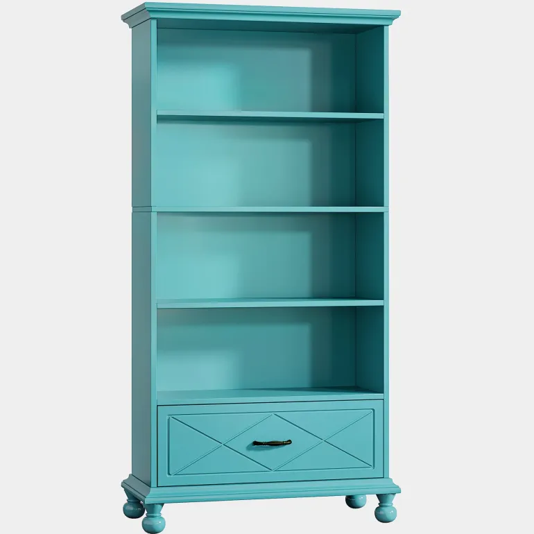 Clearance Tribesigns 6-Shelf Bookcase with Drawer, 71" Bookshelf with Solid Wood Legs