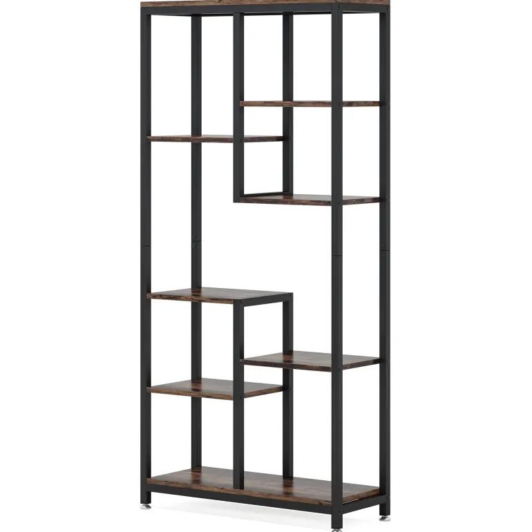 Clearance Tribesigns 8-shelf Bookshelf, Industrial Open Bookcase Storage Display Rack