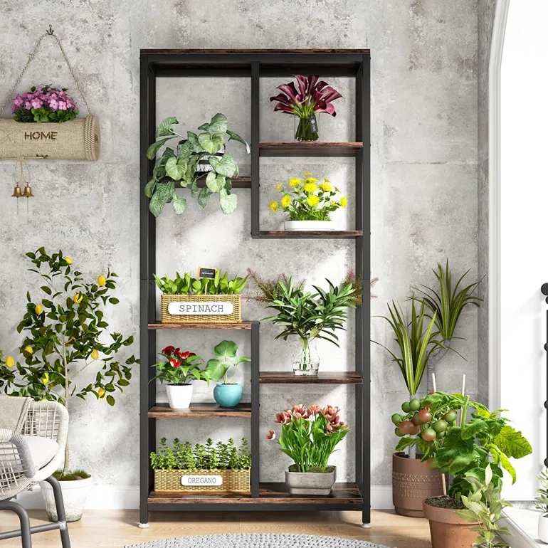 Clearance Tribesigns 8-shelf Bookshelf, Industrial Open Bookcase Storage Display Rack