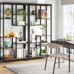 Clearance Tribesigns 8-shelf Bookshelf, Industrial Open Bookcase Storage Display Rack