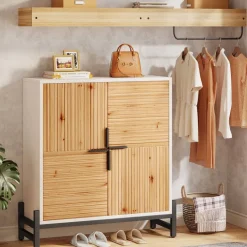 Cheap Tribesigns Shoe Cabinet, 5 Tier Shoe Organizer with Doors & Adjustable Shelves
